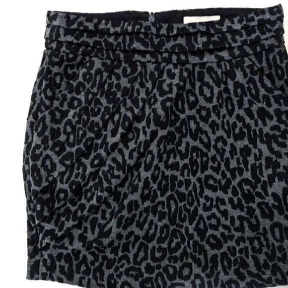 Sea New York Mini Skirt Leopard Print Side Pleated Zip Close Ruched Acrylic 2 - Picture 3 of 8